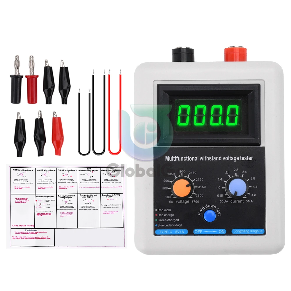 

0V-3700V IGBT Voltage Transistor Tester Diode MOS Triode Capacitor Resistor Withstand Tester LCD Display Voltmeter Multimeter