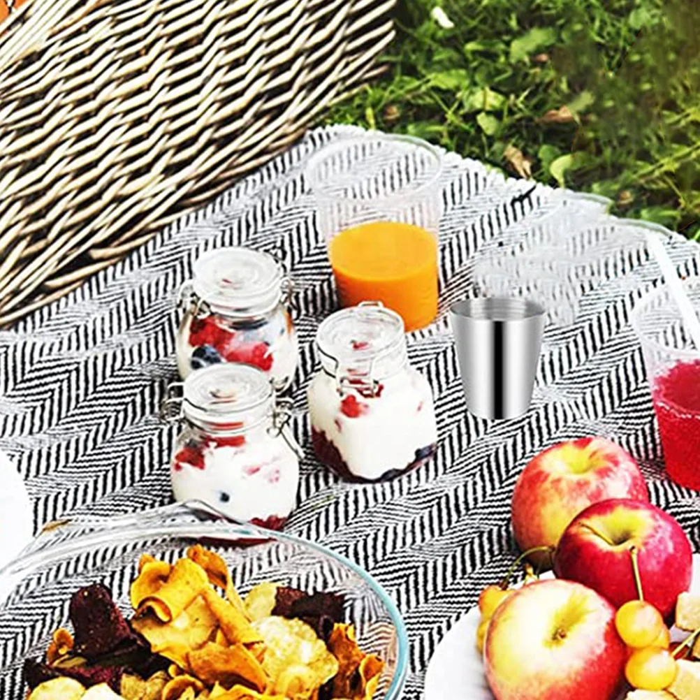 

10 Pcs Stainless Steel Drink Cup Camping Cups Metal Drinking Reusable Portable Mugs Stackable Coffee Picnic Beer