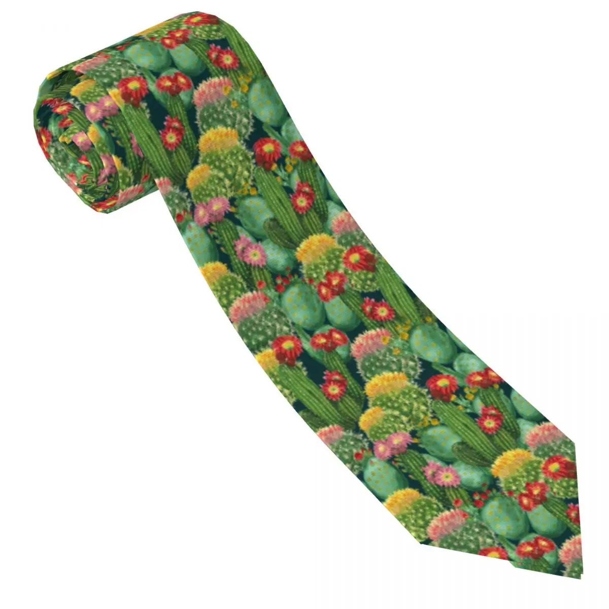 

Blooming Cactuses Tie Plant Fashion Pattern Neck Ties Elegant Collar Tie Adult Leisure Necktie Accessories