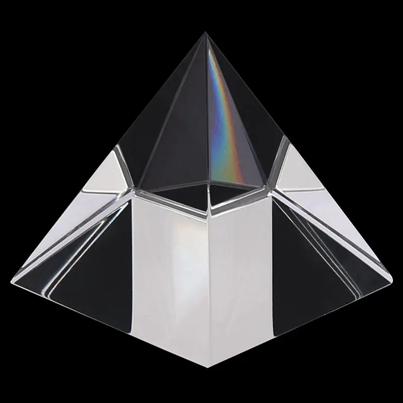 Prism Optical Glass Crystal Pyramid 40mm Side Length Rectangular Pyramid Polyhedral Popularization of Science Studying