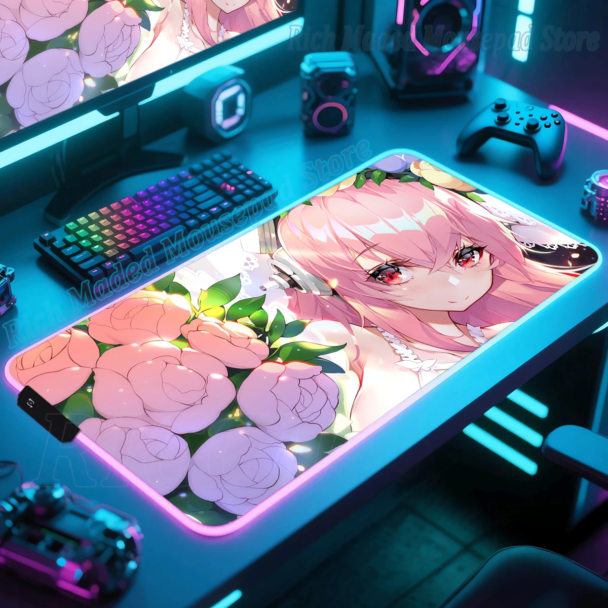 

RGB Super Sonico Коврик для мыши в стиле аниме для девочек Большой коврик для мыши XXL Светодиодная подсветка Настольный коврик Коврики для клавиатуры Настольные аксессуары Расширенные коврики Коврик