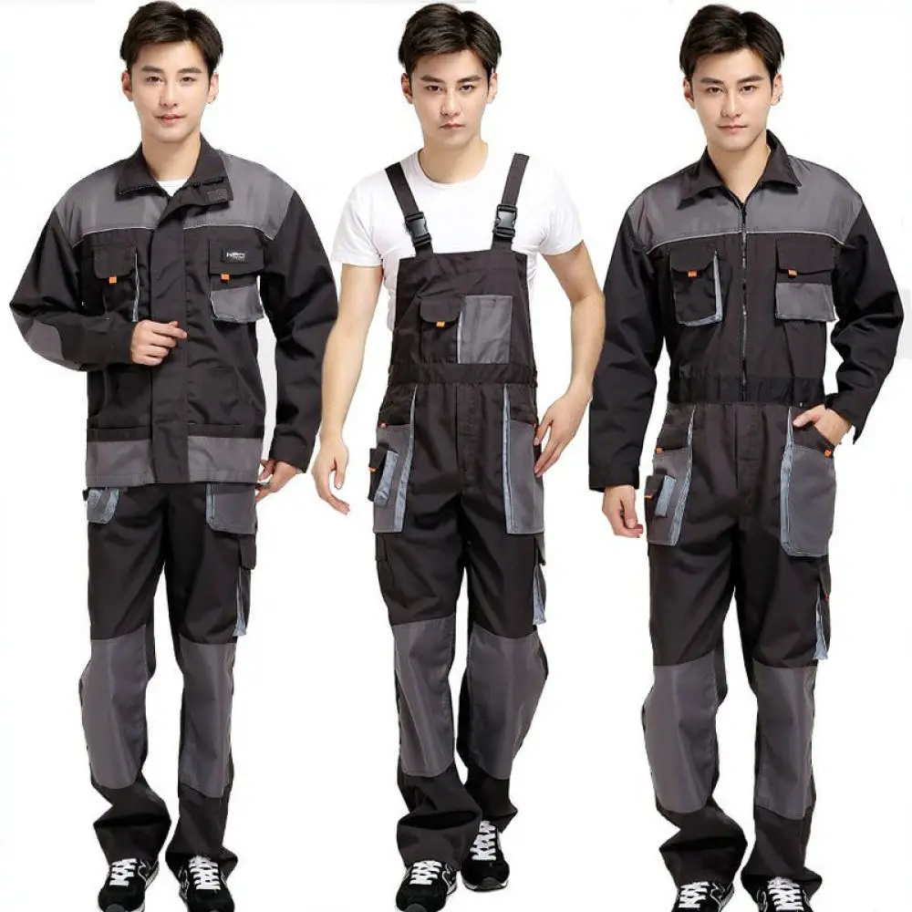 Mens Safety Workwear Coveralls Reflective Long Sleeve Mechanic Uniform Industrial Protective Suit For Factory Repair Maintenance
