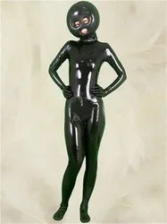 Latex Rubber Catsuit Cosplay Suit Black Tights Bodysuit Halloween Mask inflation