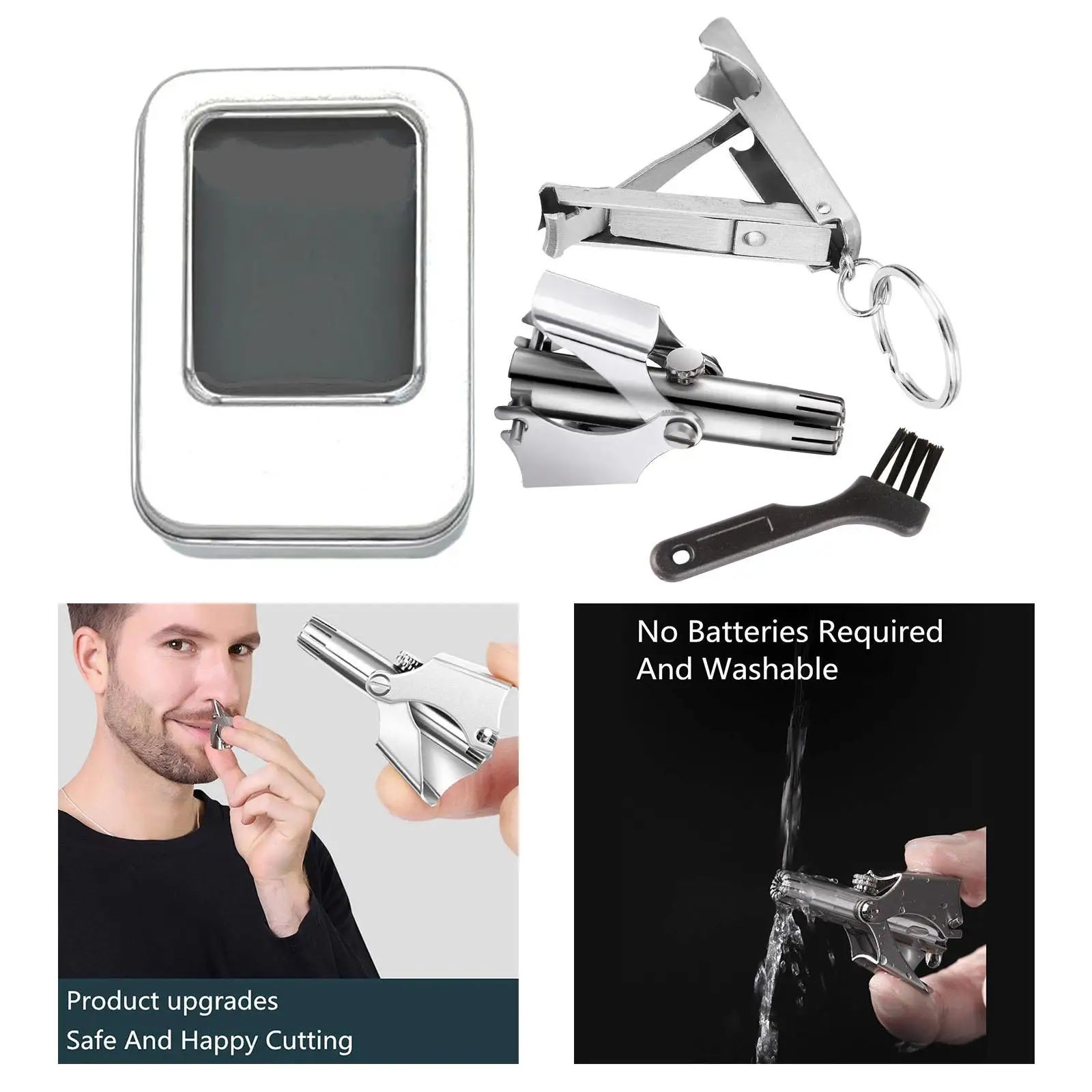 

Manual Nose Hair Trimmer Waterproof w/ Brush Hair Remover for Men Women Nose Ear Hair Trimmer Shaver