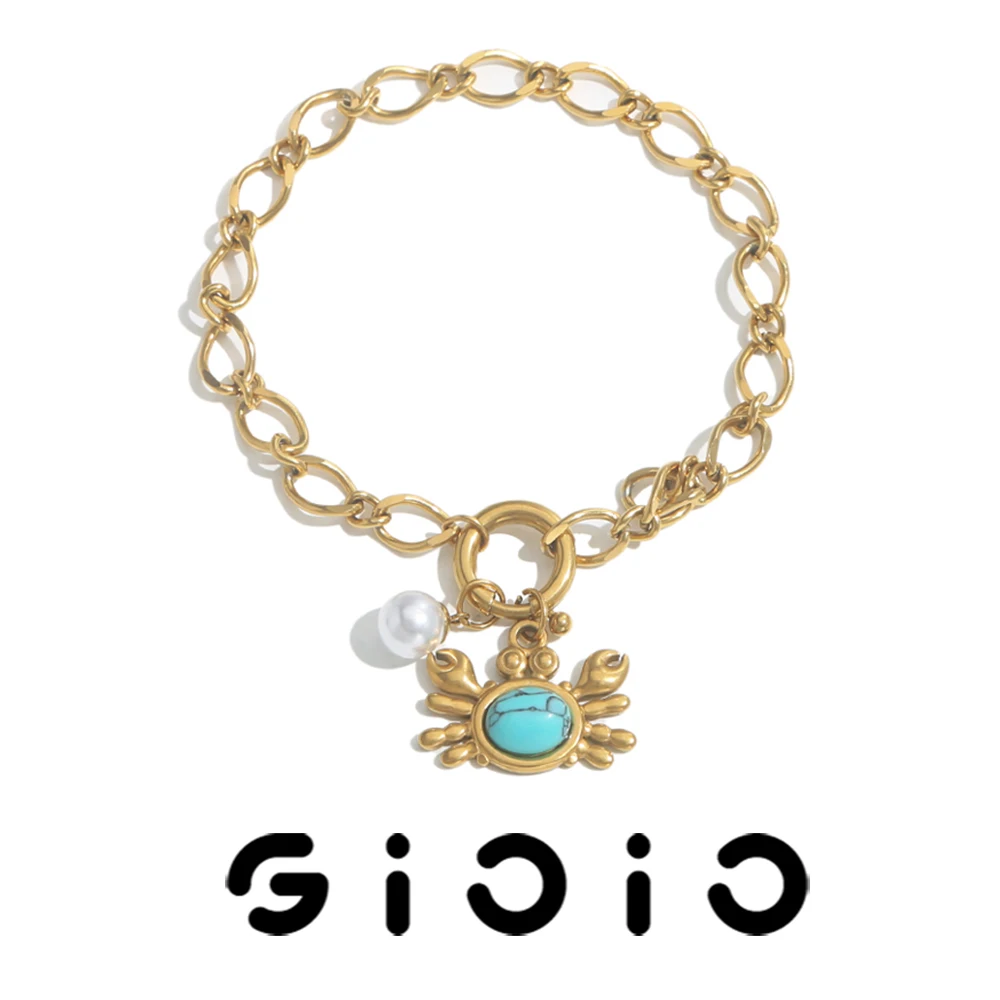 

GIOIO Stainless Steel Bracelet Crab Pendant Bracelet Women's Simple Fashion Style Bracelet Gold-plated Waterproof Jewelry Gifts