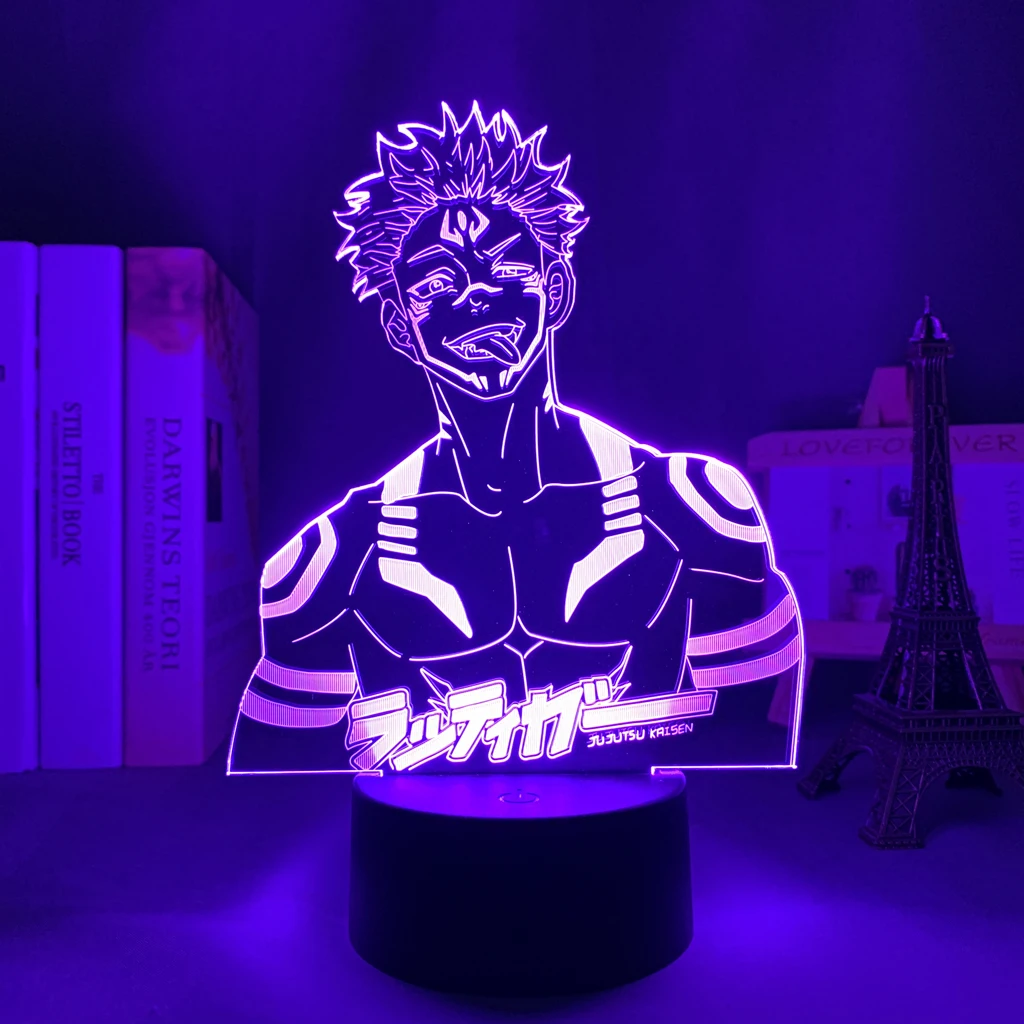 Lâmpada LED de Anime Jujutsu Kaisen, Ryomen Sukuna, Decoração de Quarto Infantil, Manga Light, Presente de Aniversário para Amigo