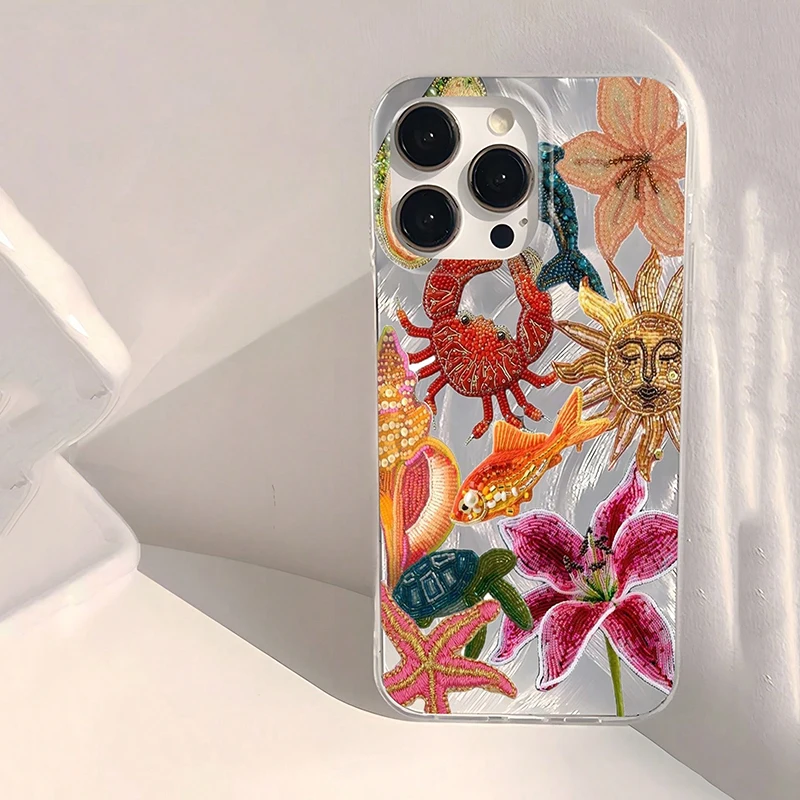 

Beaded Heart Pomegranate Star Flower Graphic Pattern Phone Case For Xiaomi 14T Pro 11 Lite 5G 15 14T 13T Shockproof Bumper Cover
