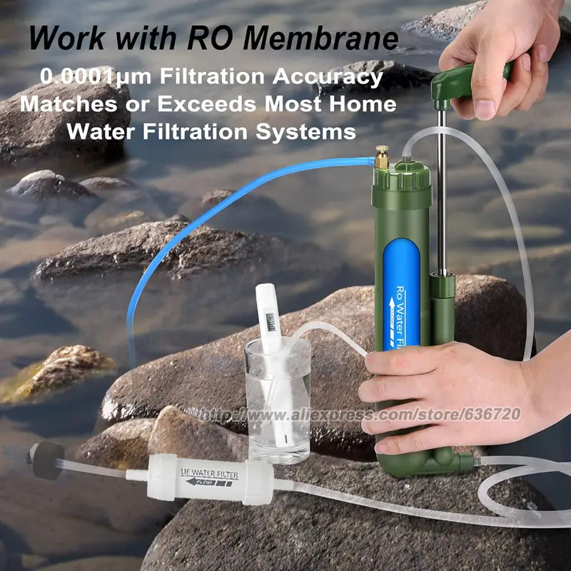 SYUF01 فلتر المياه المحمول بقاء والعتاد RO نظام تنقية المياه للمشي لمسافات طويلة والتخييم والسفر والاستعداد في حالات الطوارئ