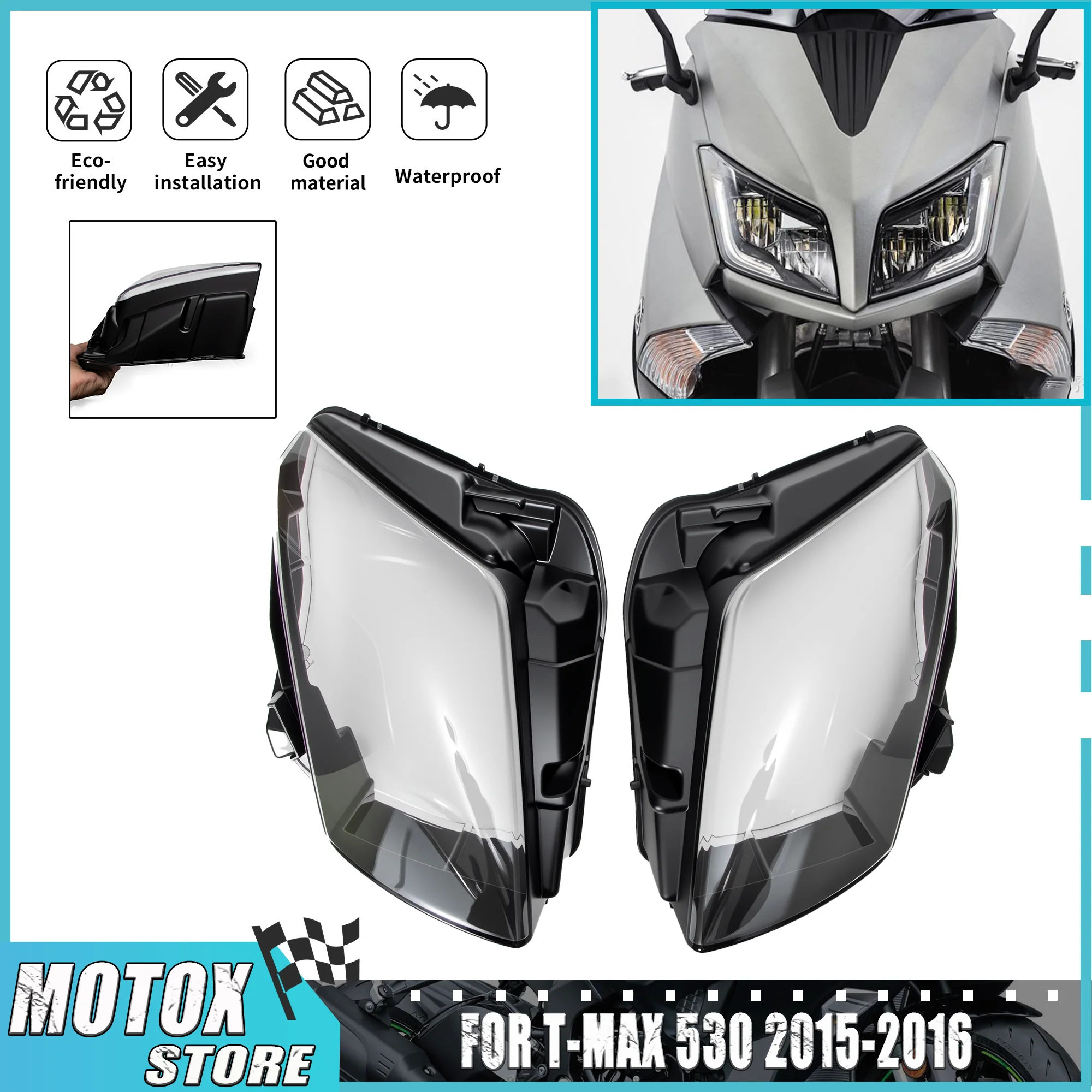 

Motorcycle Accessories Front Headlight Glass Cover Fit For YAMAHA 2015 - 2016 TMAX530 TMAX 530 Headlamp Housing Guard T-MAX 530