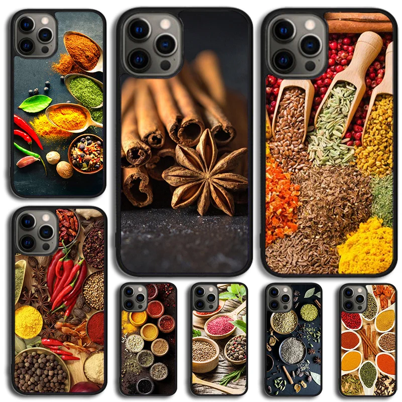 Cooking Chef Spices Seasoning Phone Case Cover For iPhone 15 16 14 XR XS 11 12 13 Mini Pro MAX Plus