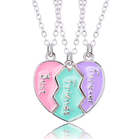 Best Friend Forever Necklace for 3 Girls Matching Heart Pendant BFF Necklaces for Sister BFF Birthday Friendship Jewelry Gifts