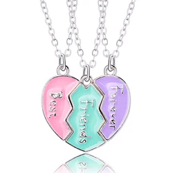 Best Friend Forever Necklace for 3 Girls Matching Heart Pendant BFF Necklaces for Sister BFF Birthday Friendship Jewelry Gifts