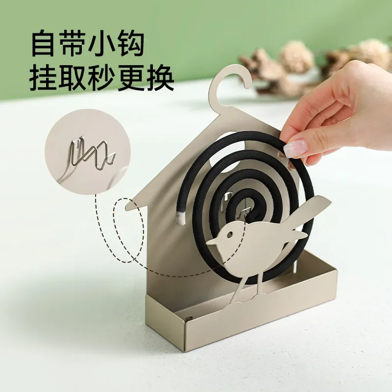 Household hanging mosquito coil rack, indoor creativity, leaf mosquito coil with ash tray holder, fireproof mosquito coil box