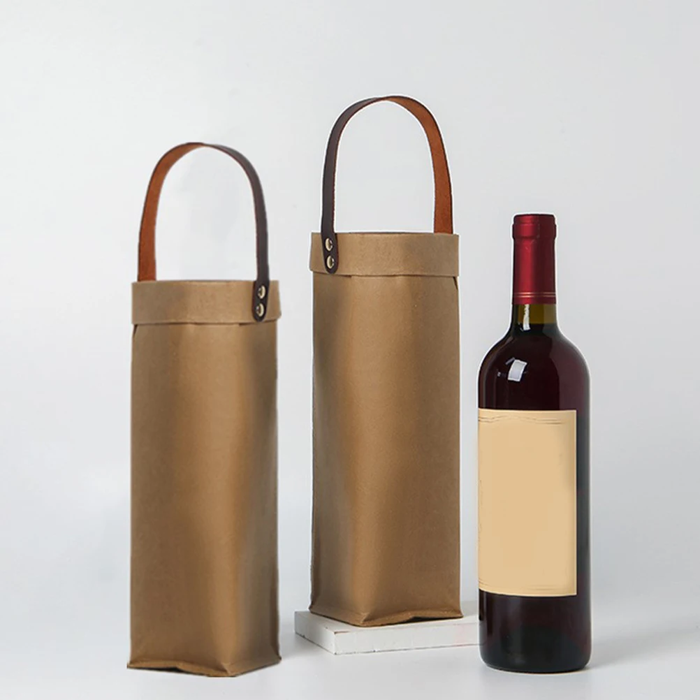 

Kraft Paper Gift Bag Bottle Bags Tote Brown Pouches Packing Storage Red Wrapping Xmas Party Bar Tools