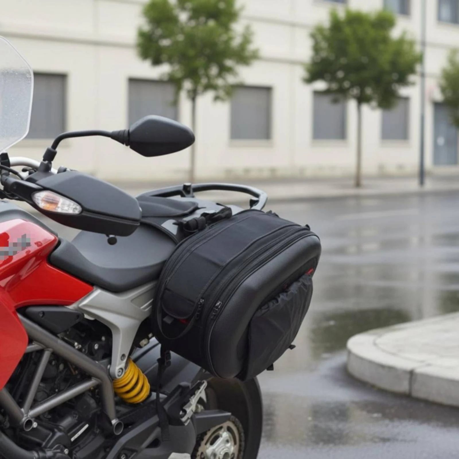 

Zippered Motorcycle Saddle Bags Black Motorcycle Saddle Bags Bike Storage Keeps Shape Water-Resistant