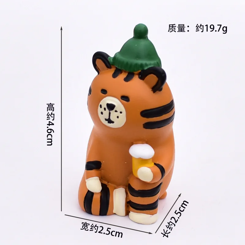 Zakka Japan Mini Animal Action Figures Dolls Car Decoration Bookshelf Ornaments Resin Craft Toys Collectible Gifts