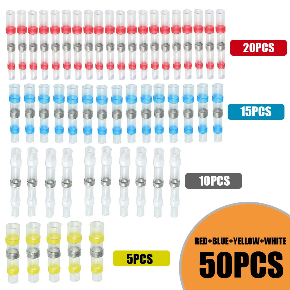 

Electrical Wire Connectors Insulated Butt Splice Heat Shrink Solder Terminal Waterproof Butt Connectors Wire Cable Terminal