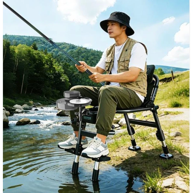 Fishing Chair for Outdoor Wild Fishing, U-shaped Multifunctional, Portable Foldable Convenient To Carry Suitable for All Terrain
