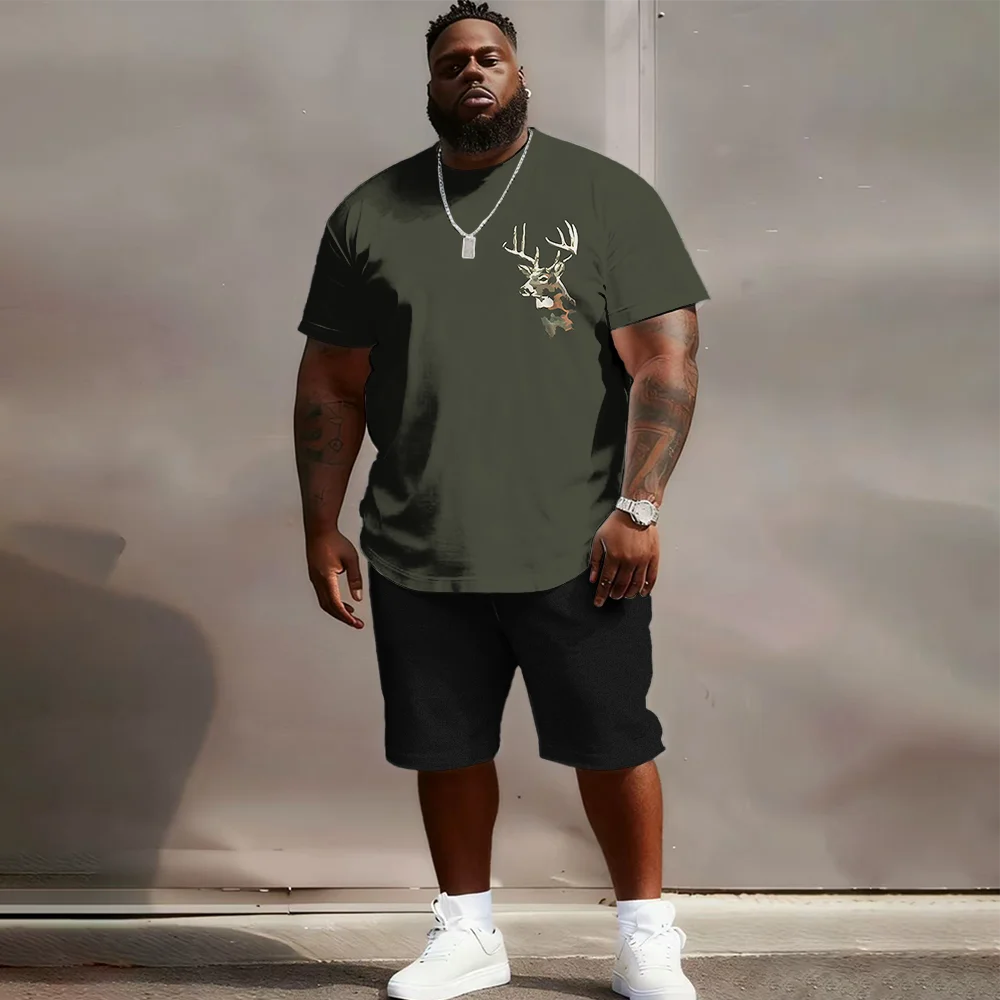 

Мужской комплект с короткими рукавами и короткими рукавами больших размеров S-9xl: Modern Playful — 2 предмета большого и высокого кроя, приятная для кожи ткань