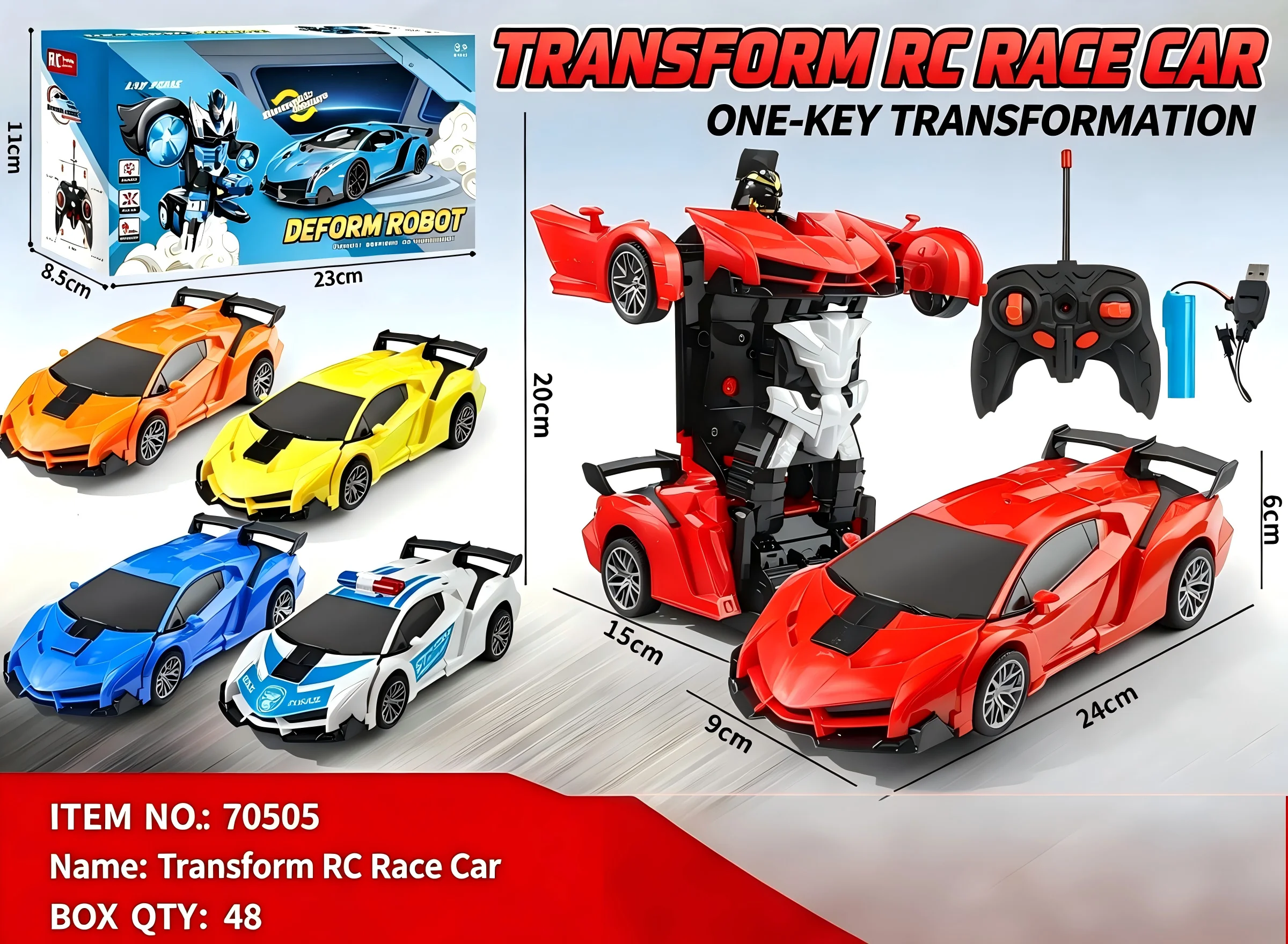 1:18 Scale One‑Key Transform RC Car Lamborghini Toy