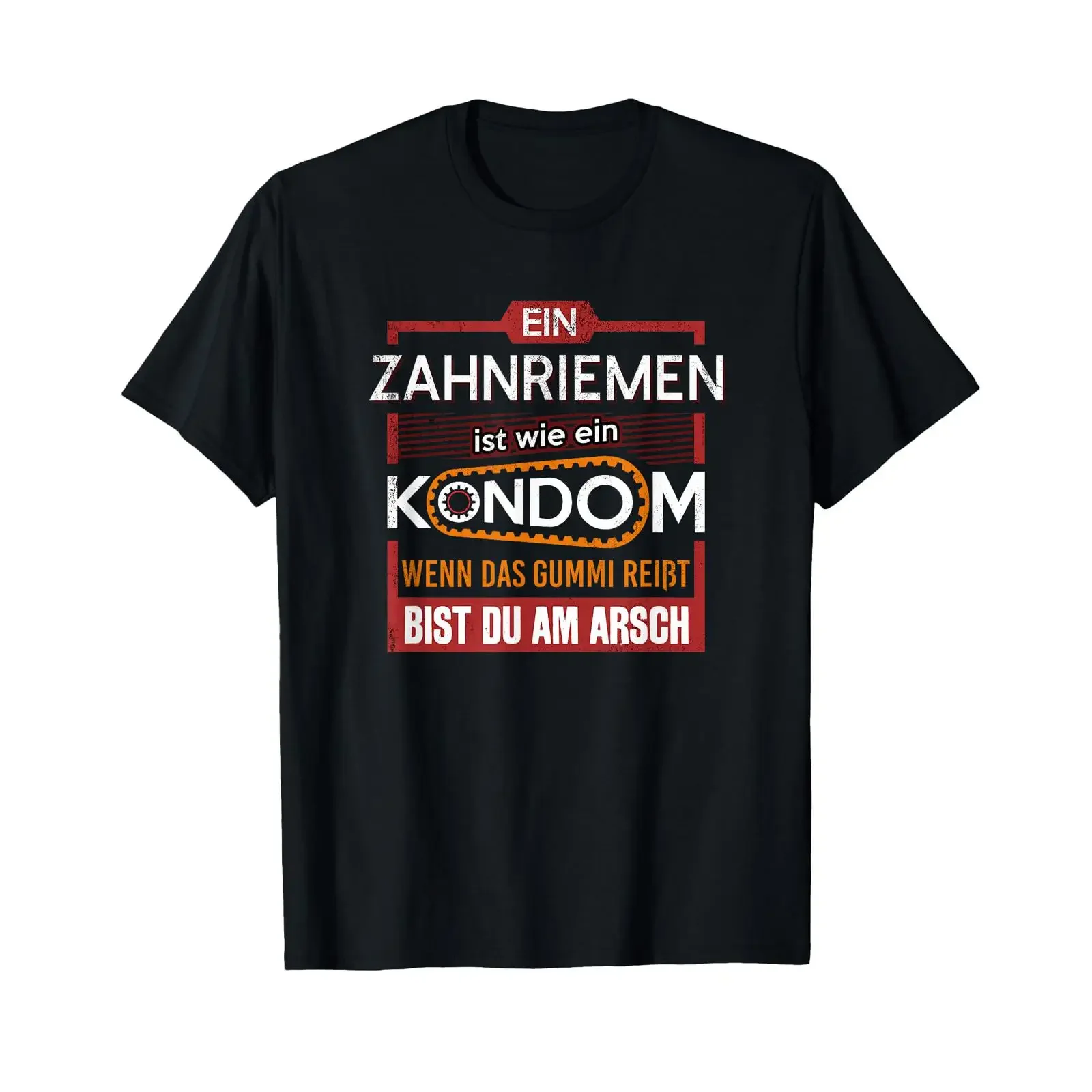 Men's Timing Belt Condom Car Mechanic Hobby Screwdriver Tuning T Shirt vintage Washed Stylish streetwear Casual Comfortable