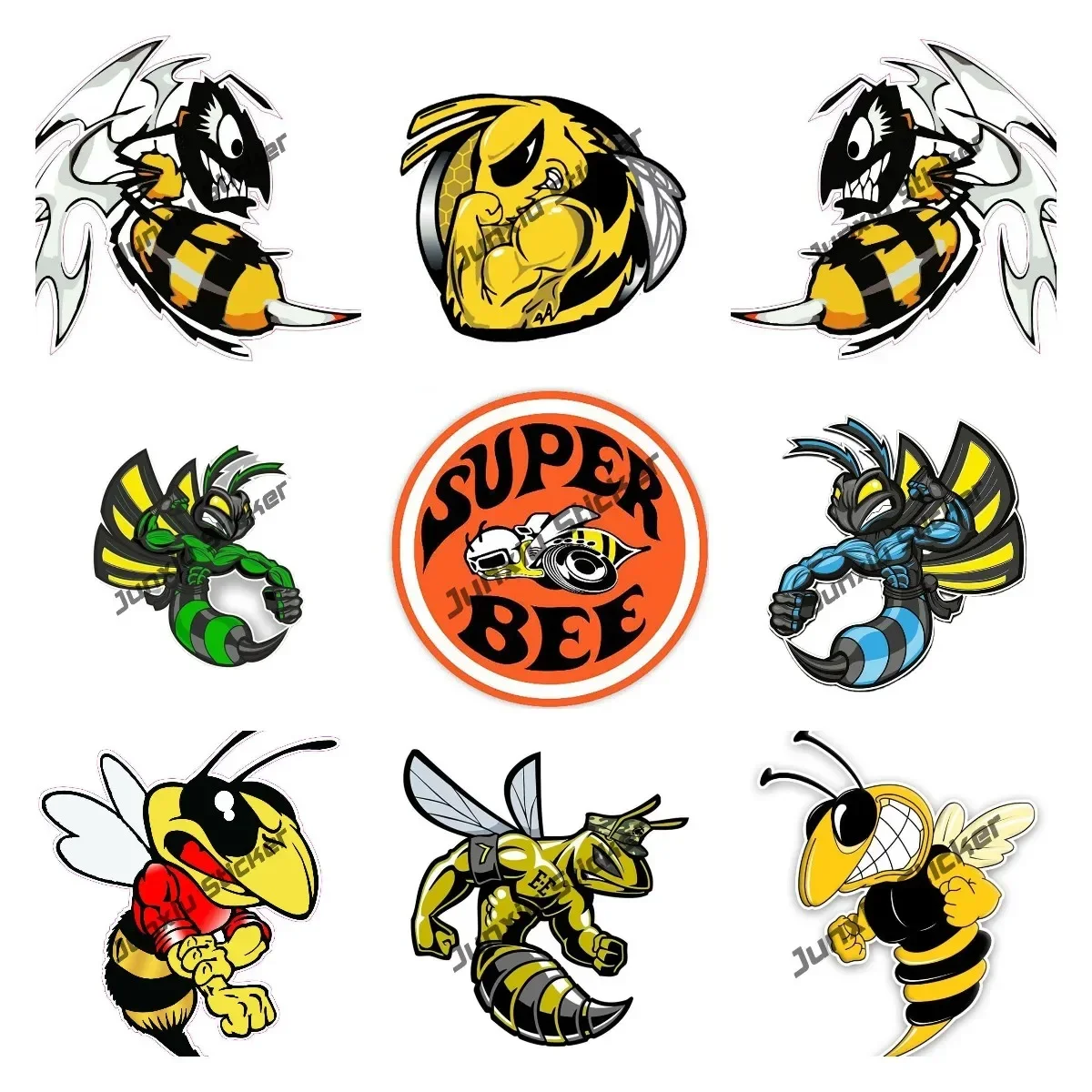 Stinger Bee Car Decal Cartoon Creative Bee Sticker Funny Super Bee Decal Waterproof Sunscreen Auto Motor Decoration Accessories