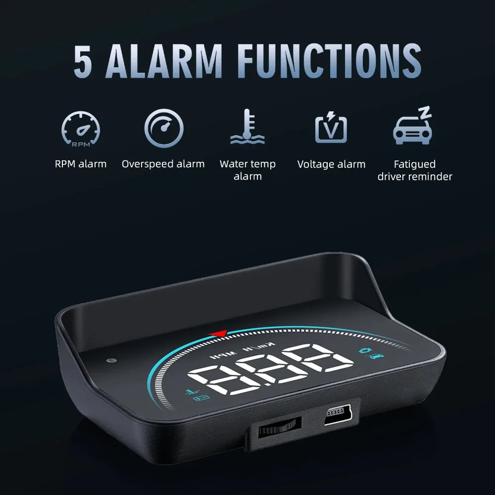M8 OBD2 HUD Car Head Up Display Vehicle Speed Tachometer Voltage Windshield Display With Overspeed Alarm Electronic Accessories
