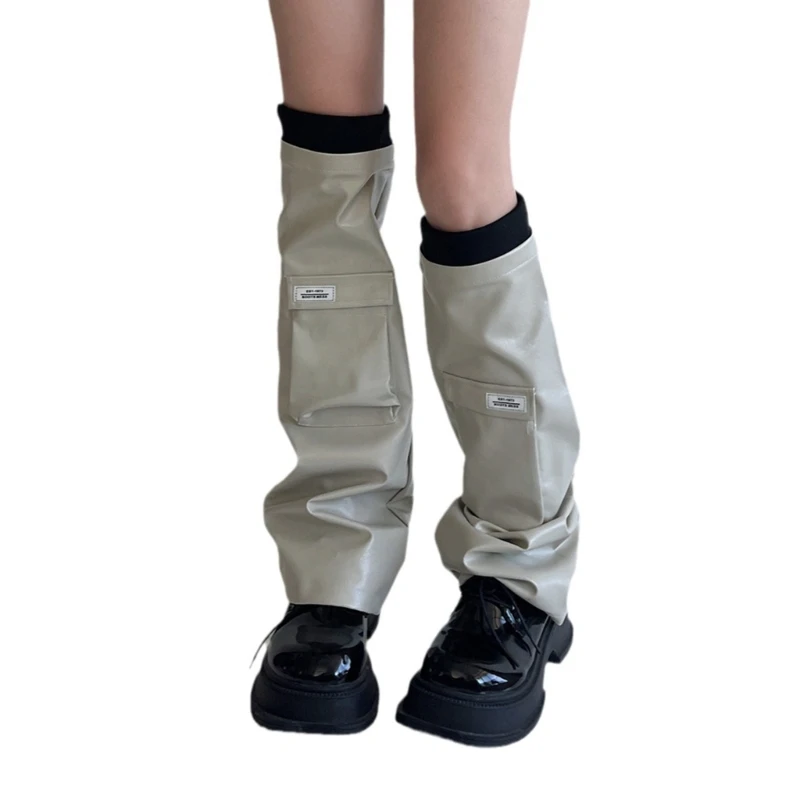 Flared PU Leathers Leg Warmers Student Long Socks Leg Cover Calf Gaiters