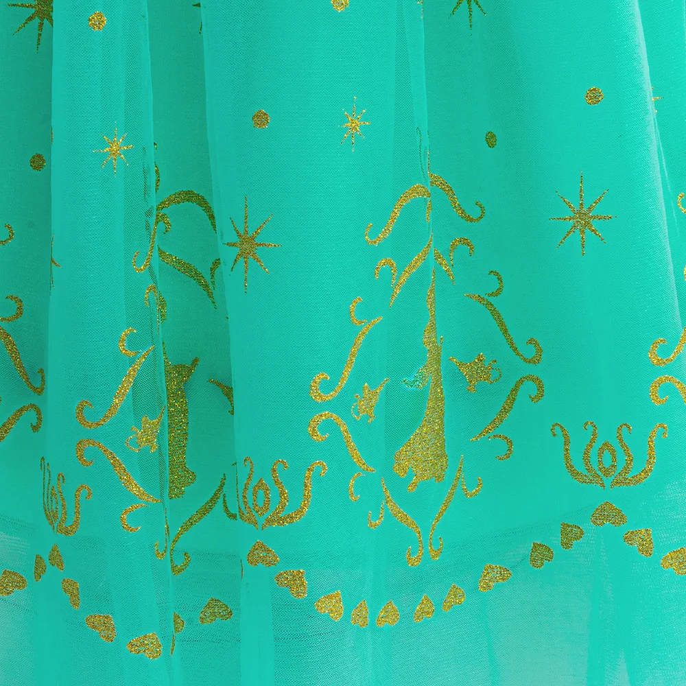 Girl Ice Theme Elsa Princess Dress Kids Green Weekly Birthday Party Costumes Sequins Mesh Beautiful Snowflake Pattern Ball Gown