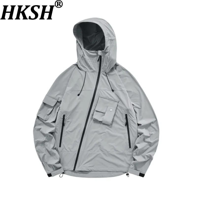 HKSH Spring Summer New Men Tide Multi-Pocket Proof Lightweight Quick-drying Jacket Outdoor Sports Casual Ins Zipper Coat HK11896