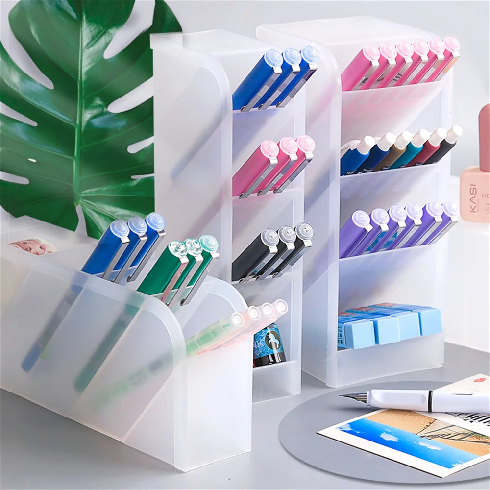 Pen Holder Desk Organizer Pencil Storage Box Kawaii Large Capacity Desktop Organizer Stand Makeup Case School Office Stationery