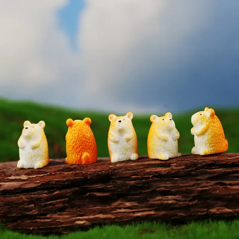 

5/10 Pcs Mini Resin Hamster Miniature Cute Animals Figurines for Micro Landscapes DIY Craft Home Fairy Gardens Decor Supplies