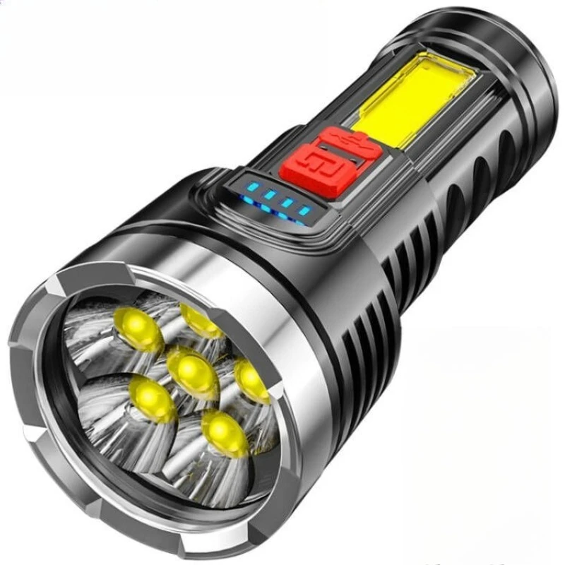 Six Core LED Multifunction Flashlight Outdoor USB Rechargeable COB Side Light Household Emergency Strong Bright Portable Durable