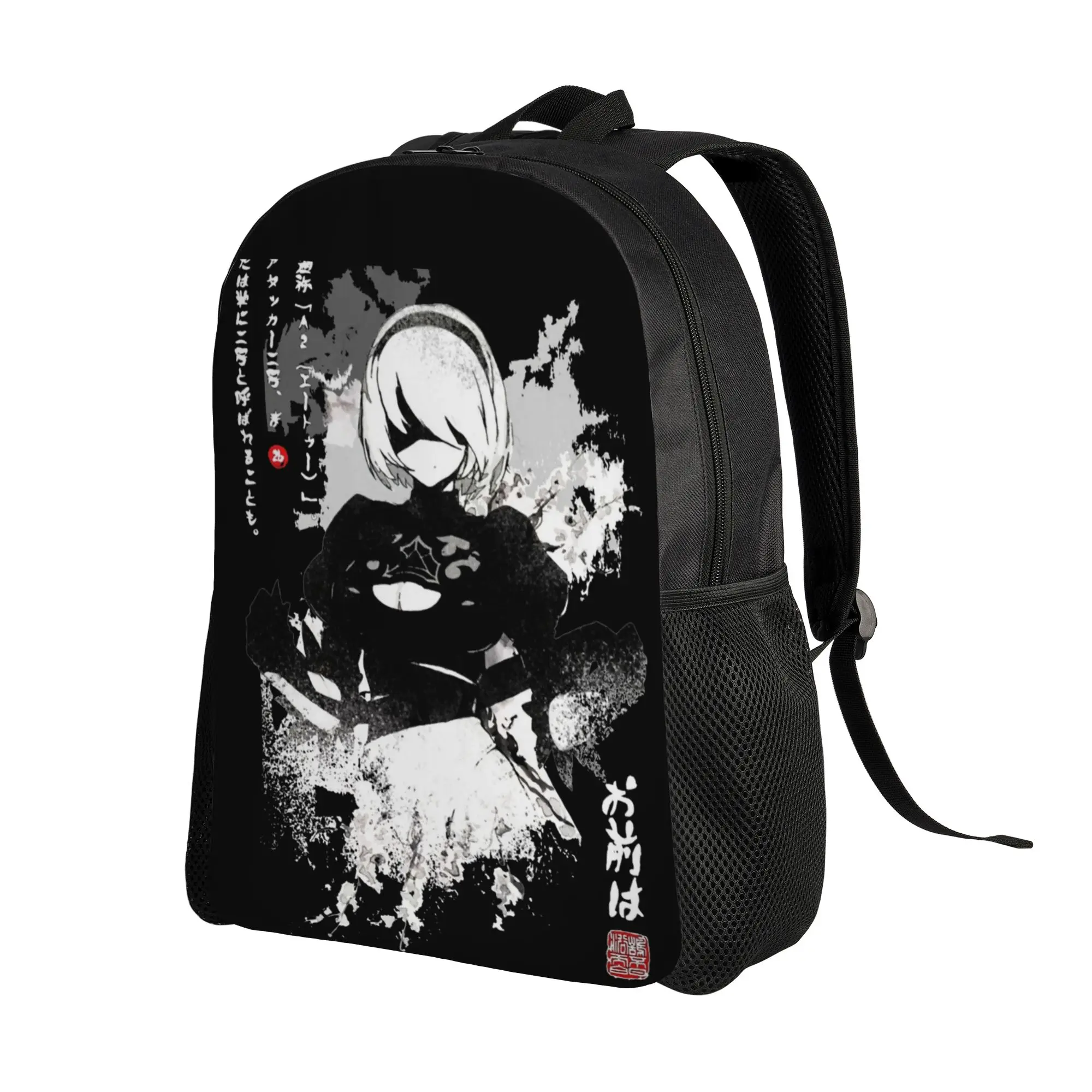 NieRs 2B Japan Ink AO DEN Backpack for Men Women Teenage High School Business Daypack  Laptop Shoulder Bag with Pocket