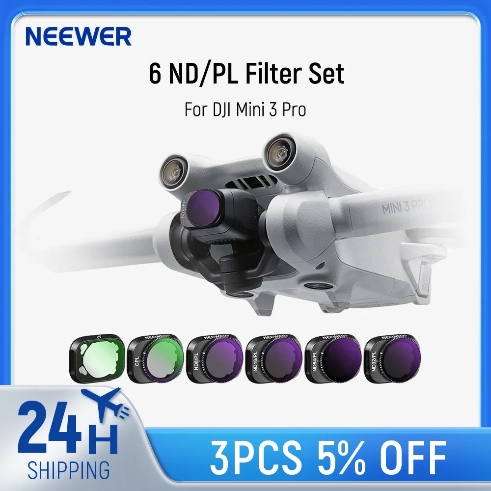 

Neewer 6 ND/PL Filter Set For DJI Mini 3 Pro Drone Lens ND/PL+ND16/PL+ND32/PL+ND64/PL+Polarising Filter (CPL) + UV