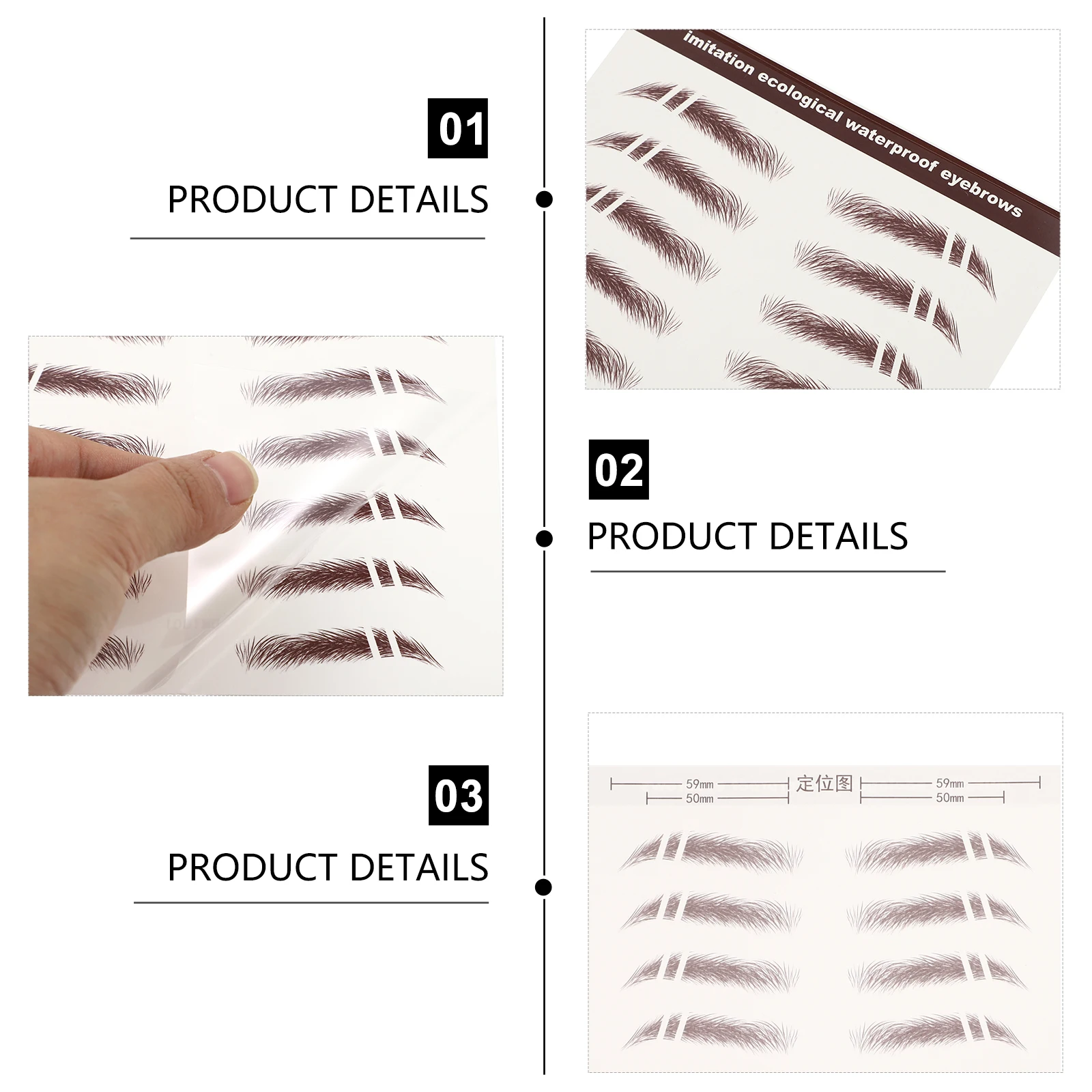 

6 Pcs Eyebrow Patch Hair-like Temporary Eyebrows Stencil Stickers Fake Human Women Water Proof