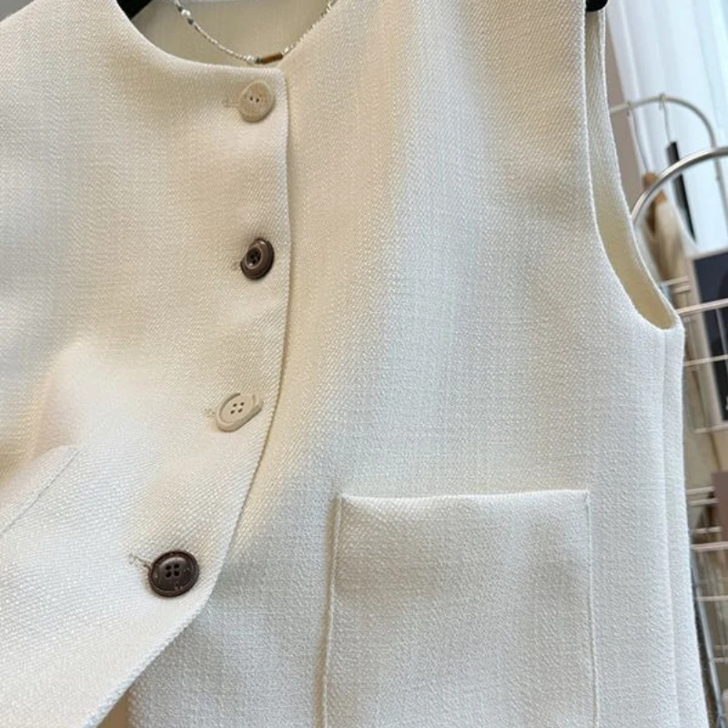 

Женский жилет на весну-осень 2026: Новинка, однобортный, с круглым вырезом, без рукавов, повседневный топ-жилетка (Chaleco Mujer)