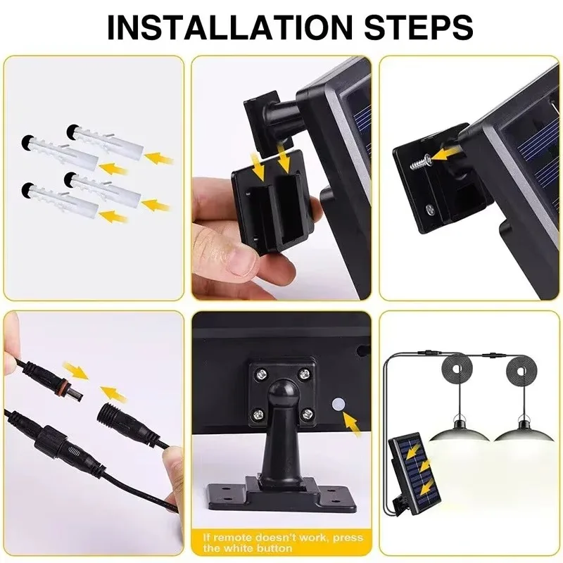 Single/Double Head Solar Pendant Light Led Solar Powered Lamp White Light with Remote Control Chandelier Camping Outdoor Garden