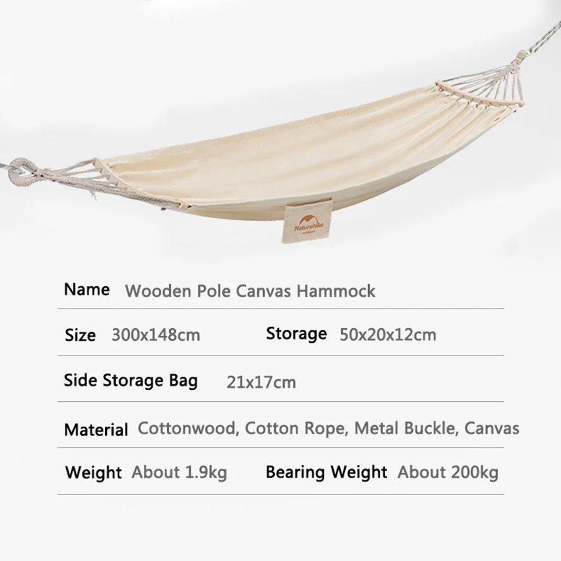 Imagem -06 - Naturehike Portátil ao ar Livre Resistente ao Desgaste Lona Lazer Hammock Caminhadas Camping Ultra Light Anti-rollover Hammock Rolamento 200kg