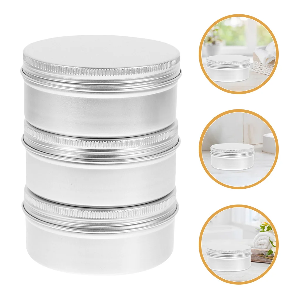 

3pcs Round Aluminum Soap Box Empty Jar Screw Lid For Cream Candy Storage Metal Container Mini Lidded Cans Refillable