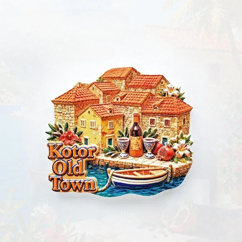 

Kotor Old Town Fridge Magnet - Picturesque 3D Adriatic Souvenir Unique Balkan Heritage Gift for Travel & Coastal Decor