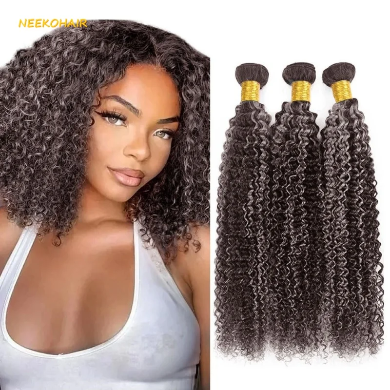 

Platinum Blonde Highlight Black Mix Grey Color Hair Bundles Brazilian Remy Human Hair Ombre Grey Kinky Curly 10-30 Inch
