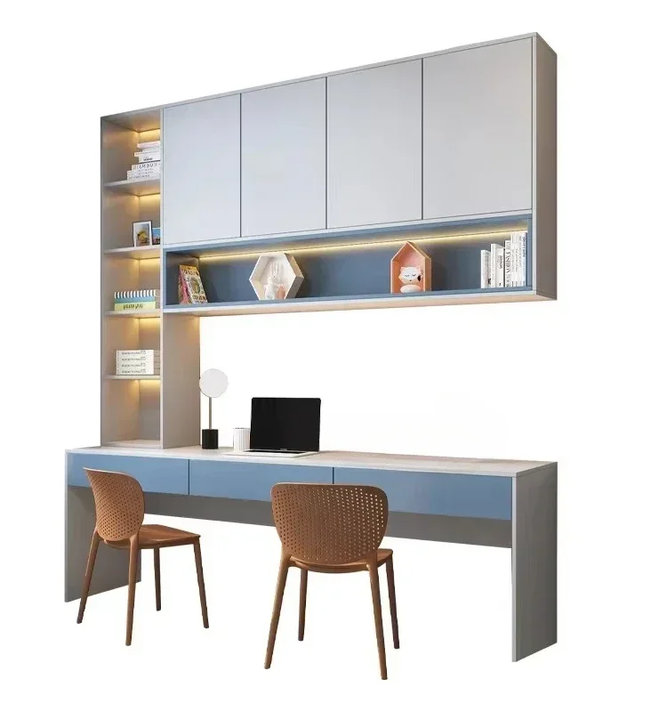 

InnovativeFine Double Desk With Bookcase Modern Home Children's Study Long Desk Superior