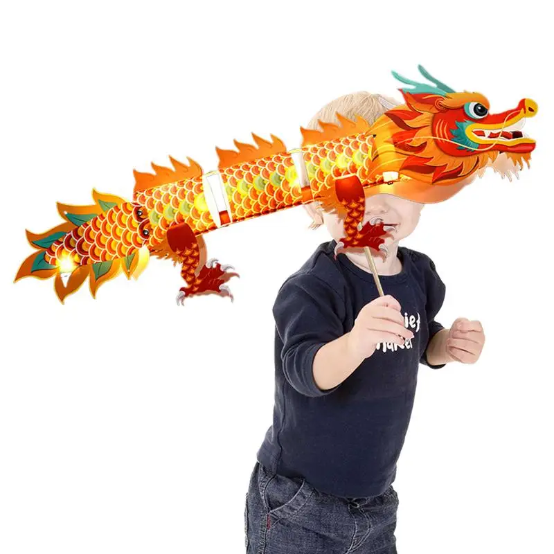 

Chinese Mid-Autumn Lanterns Creative Craft Kit LED Lighted Dragon Dance Lantern Mid-Autumn Material Handmade Lantern Toys