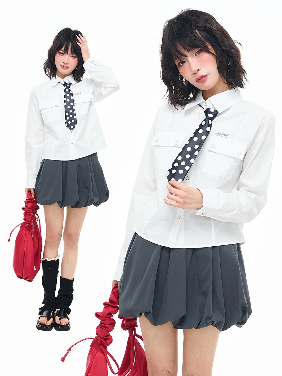 

Женская свободная рубашка без рукавов с двойным воротником и длинными рукавами, весенний сезон, повседневный стиль, корейский студенческий стиль, топ