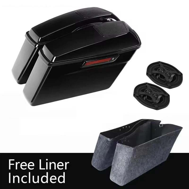 

Motorcycle Hard Saddlebags 6x9" Speaker Lids Latches For Harley Touring Electra Glide Road King 2014-2026