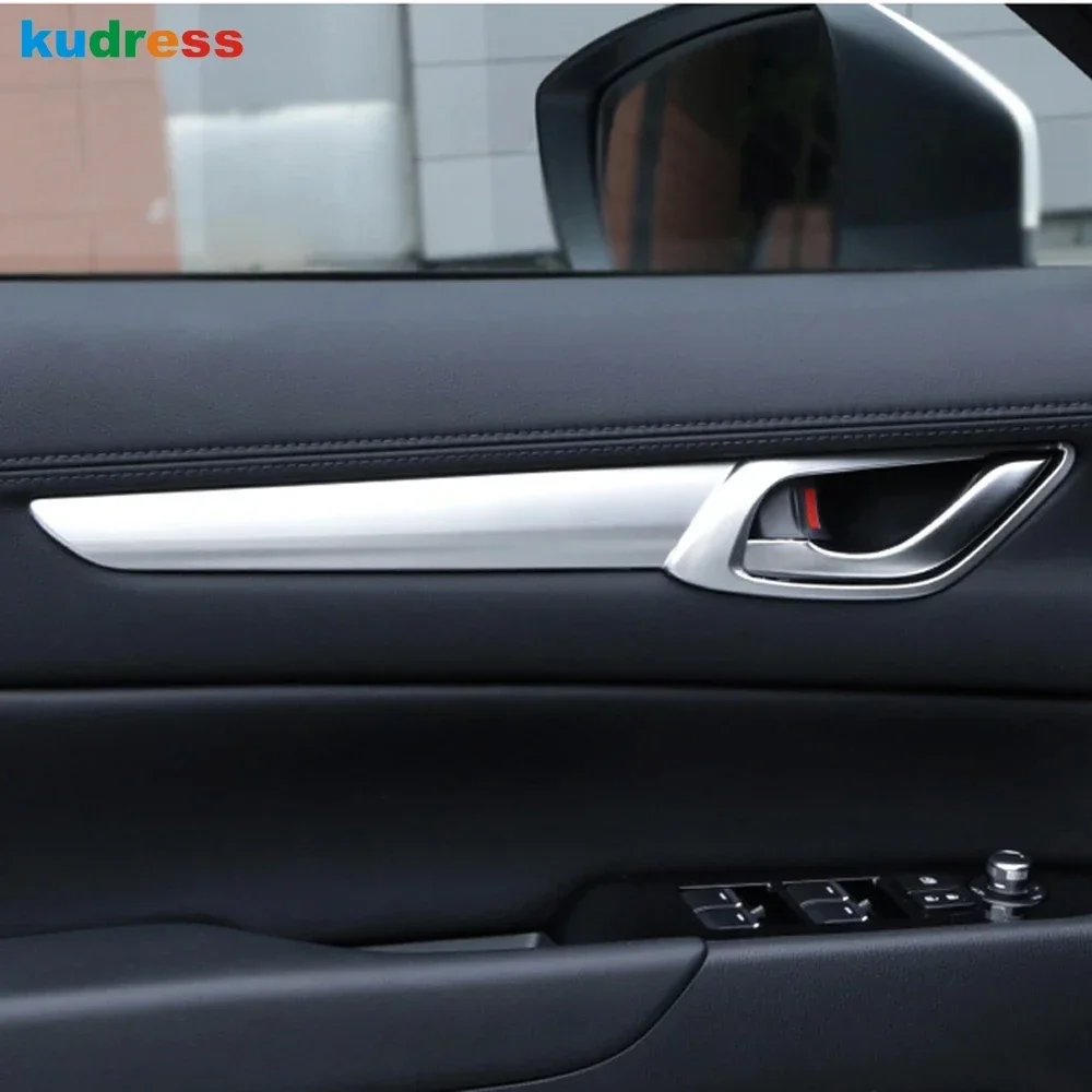 For Mazda CX-5 CX5 KF CX-8 2017-2023 2024 Carbon Car Inner Door Handle Bowl Cover Trim Inside Armrest Panel Trims Accessories