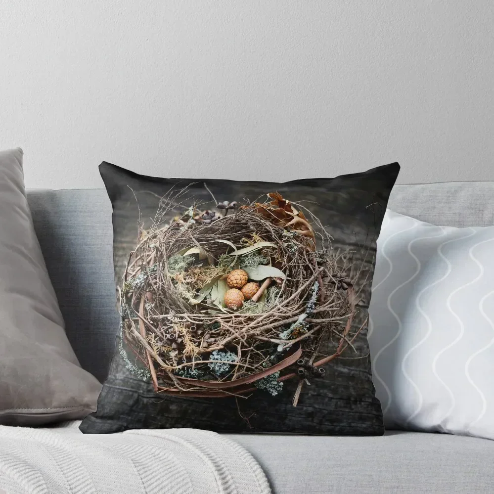 Zora's Nest - Bird Nest Sculpture Throw Pillow autumn pillowcase Sofa Cushions pillow