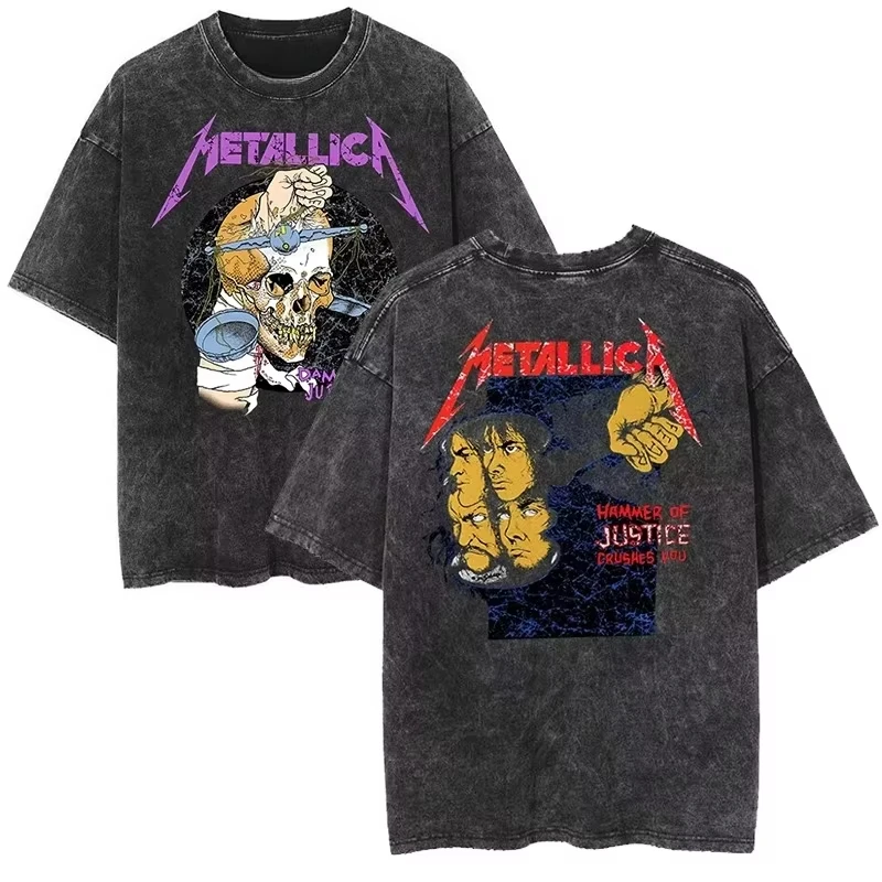 2026 Sommer Seltenes Metallica Rock Band Vintage Washed T-Shirt – Retro High-End Luxus für Damen und Herren Y2K T-Shirts – Detail 15