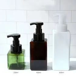 250/450/650ML Empty Square Clear Foaming Bottle Liquid Soap Whipped Mousse Points Shampoo Lotion Shower Hand Washing Gel Pump